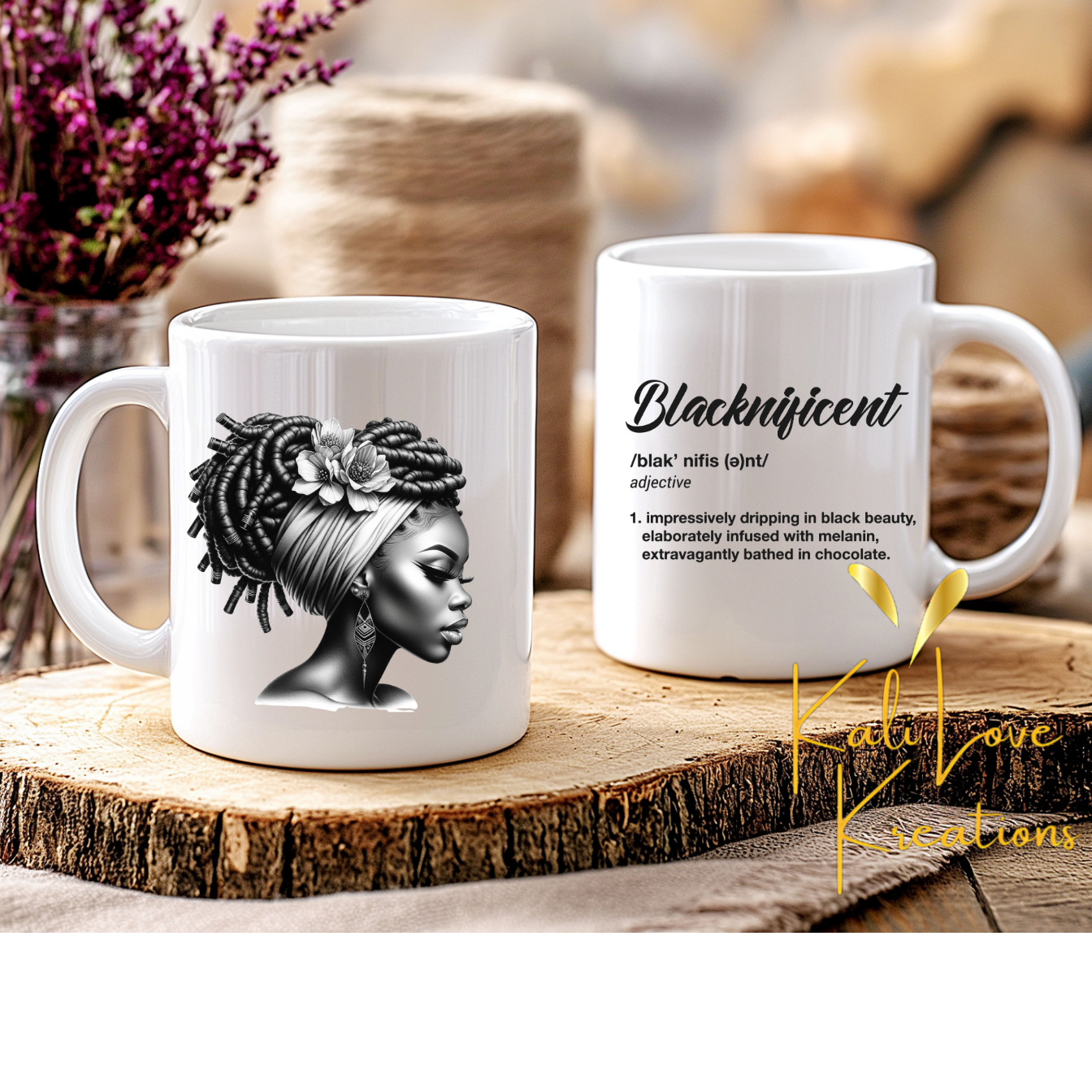 Blacknificent Black Woman, Black and White Ceramic Mug 11oz and 15oz