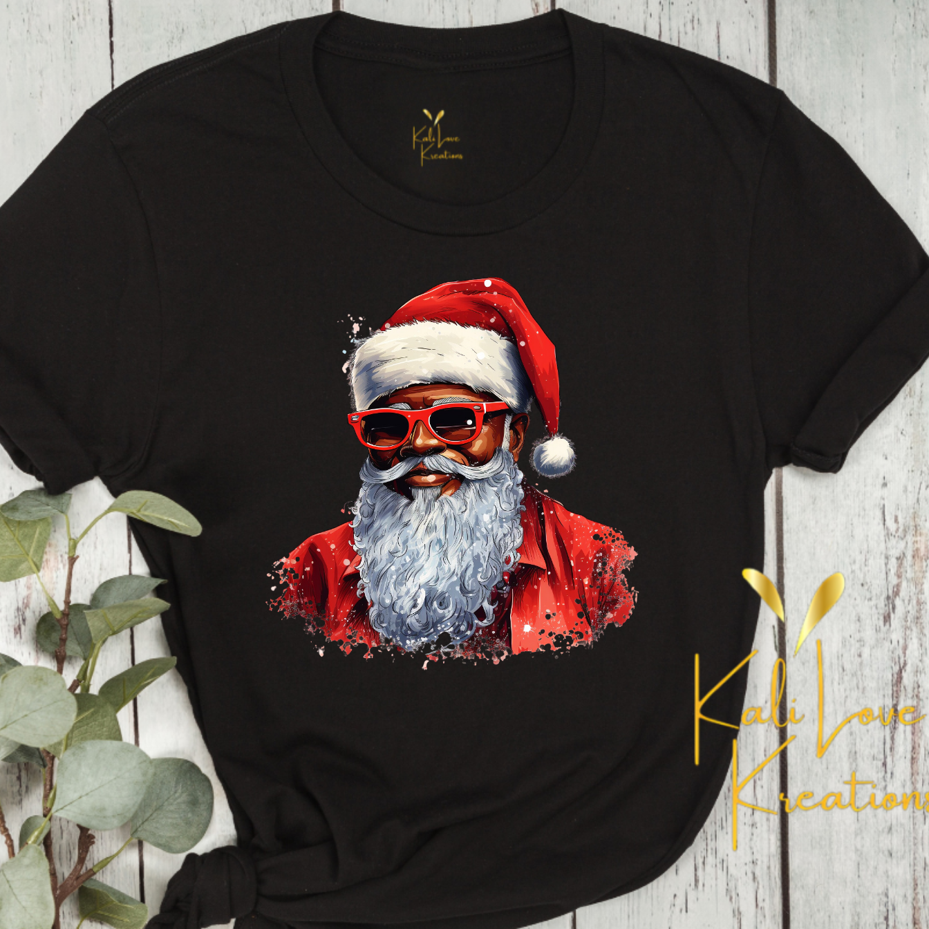 Black Santa Claus Christmas Tee