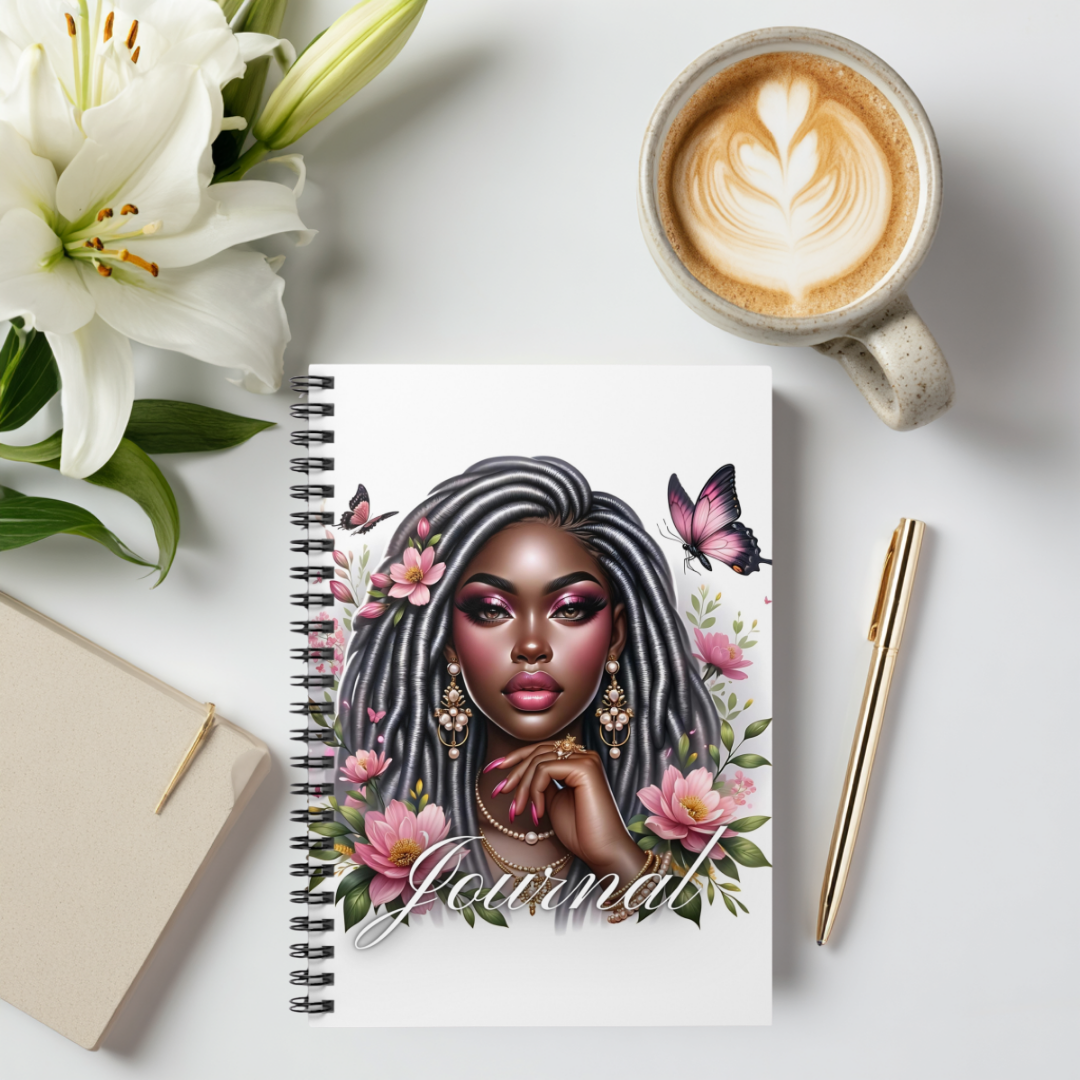 Melanated Floral Radiance Spiral Journal Notebook