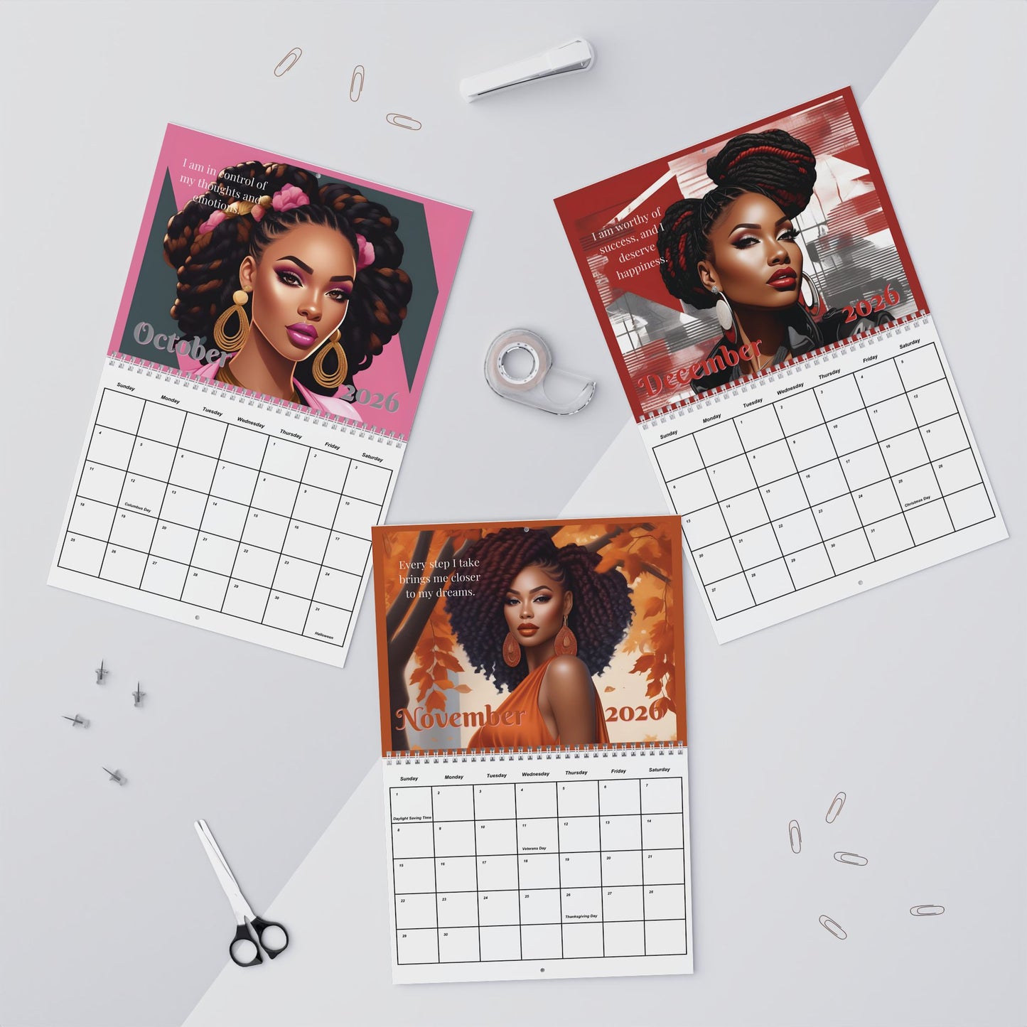 Black Woman Affirmations For the Year Wall Calendar 2026