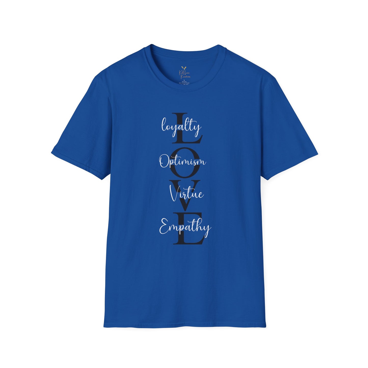 LOVE Acronym Tee โ Loyalty, Optimism, Virtue, Empathy