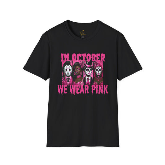 In October We Wear Pink Black Women Softstyle Cotton T-Shirt