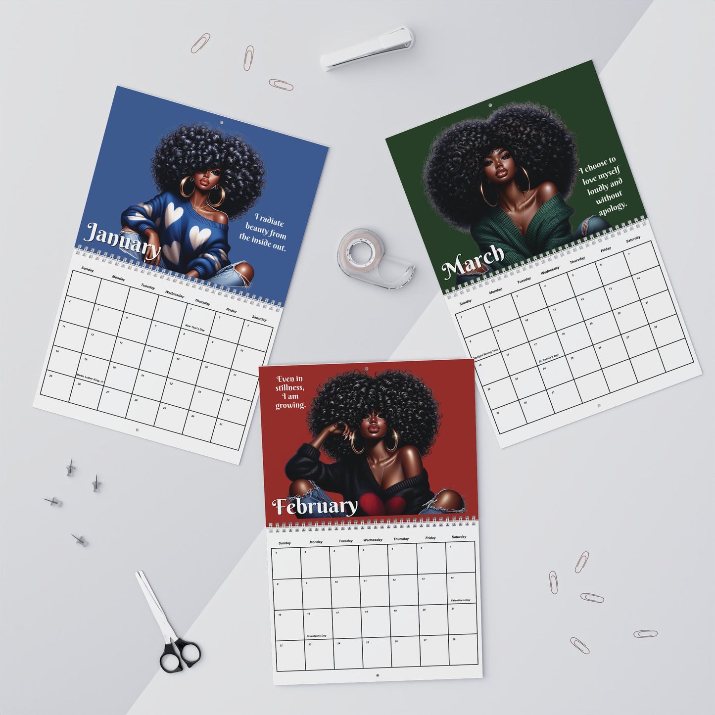 Black Woman Affirmation Wall Calendar 2026