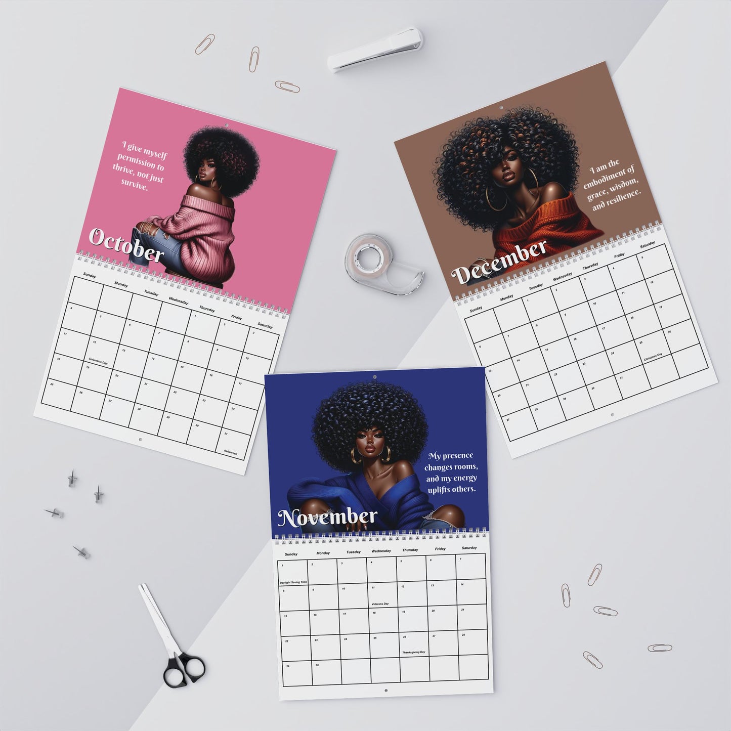 Black Woman Affirmation Wall Calendar 2026