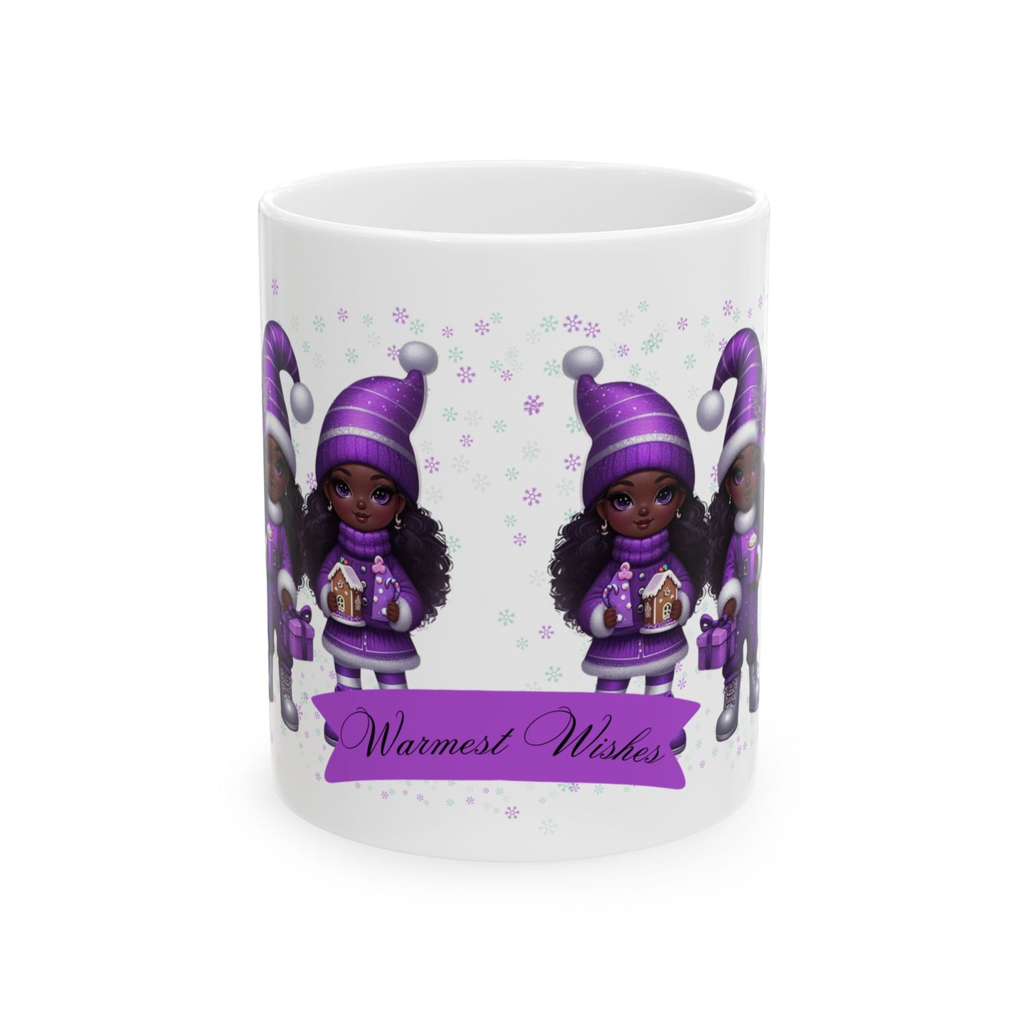 “Warmest Wishes” Holiday Mug – Black Girl Magic Winter Edition Ceramic Mug 11oz & 15oz