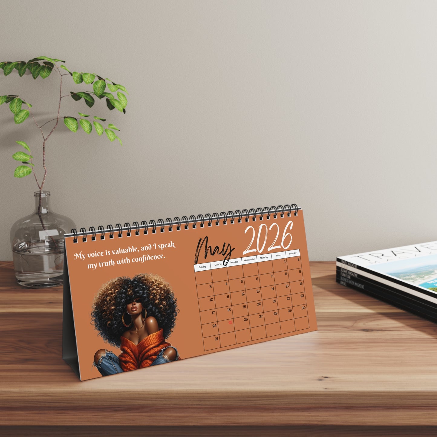 Black Woman Affirmation Desktop Calendar 2026