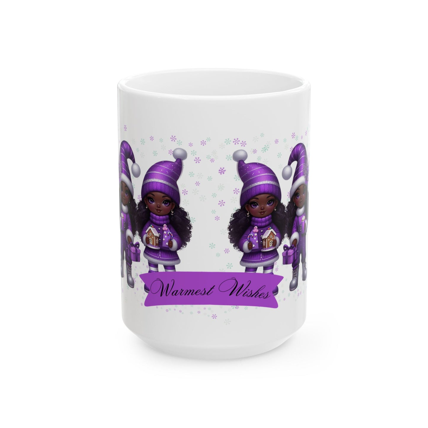 “Warmest Wishes” Holiday Mug – Black Girl Magic Winter Edition Ceramic Mug 11oz & 15oz