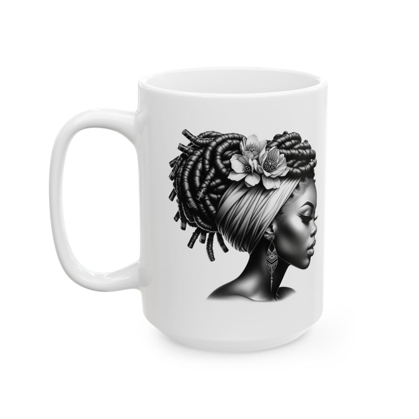 Blacknificent Black Woman, Black and White Ceramic Mug 11oz and 15oz