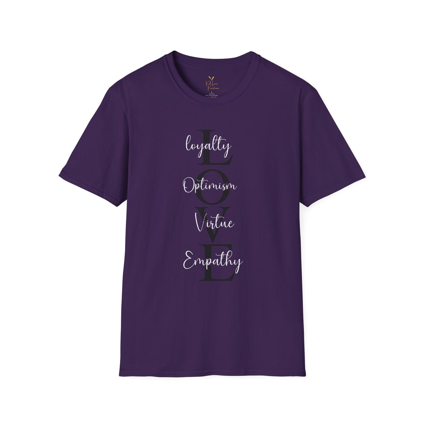 LOVE Acronym Tee โ Loyalty, Optimism, Virtue, Empathy