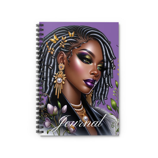 Melanated Floral Radiance Spiral Journal Notebook