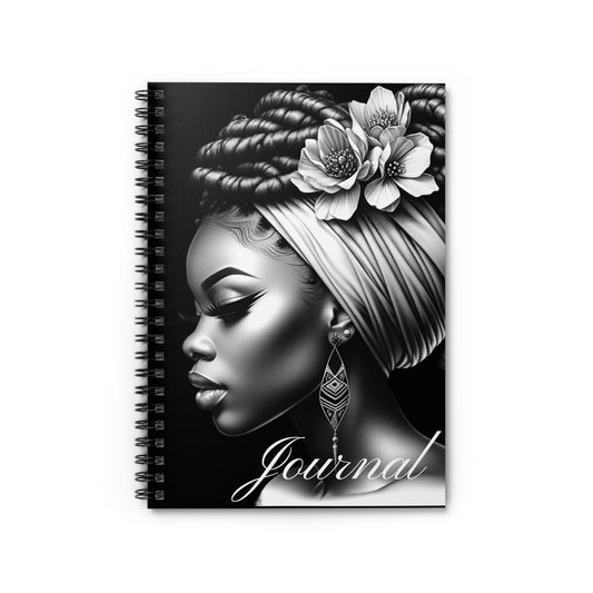 Grace in Monochrome Black Woman Spiral Journal Notebook