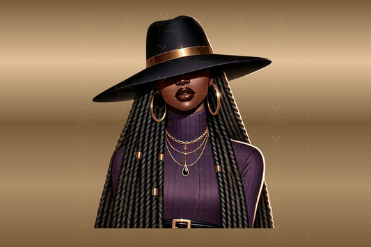 Black Women Brim Hat PNG Bundle