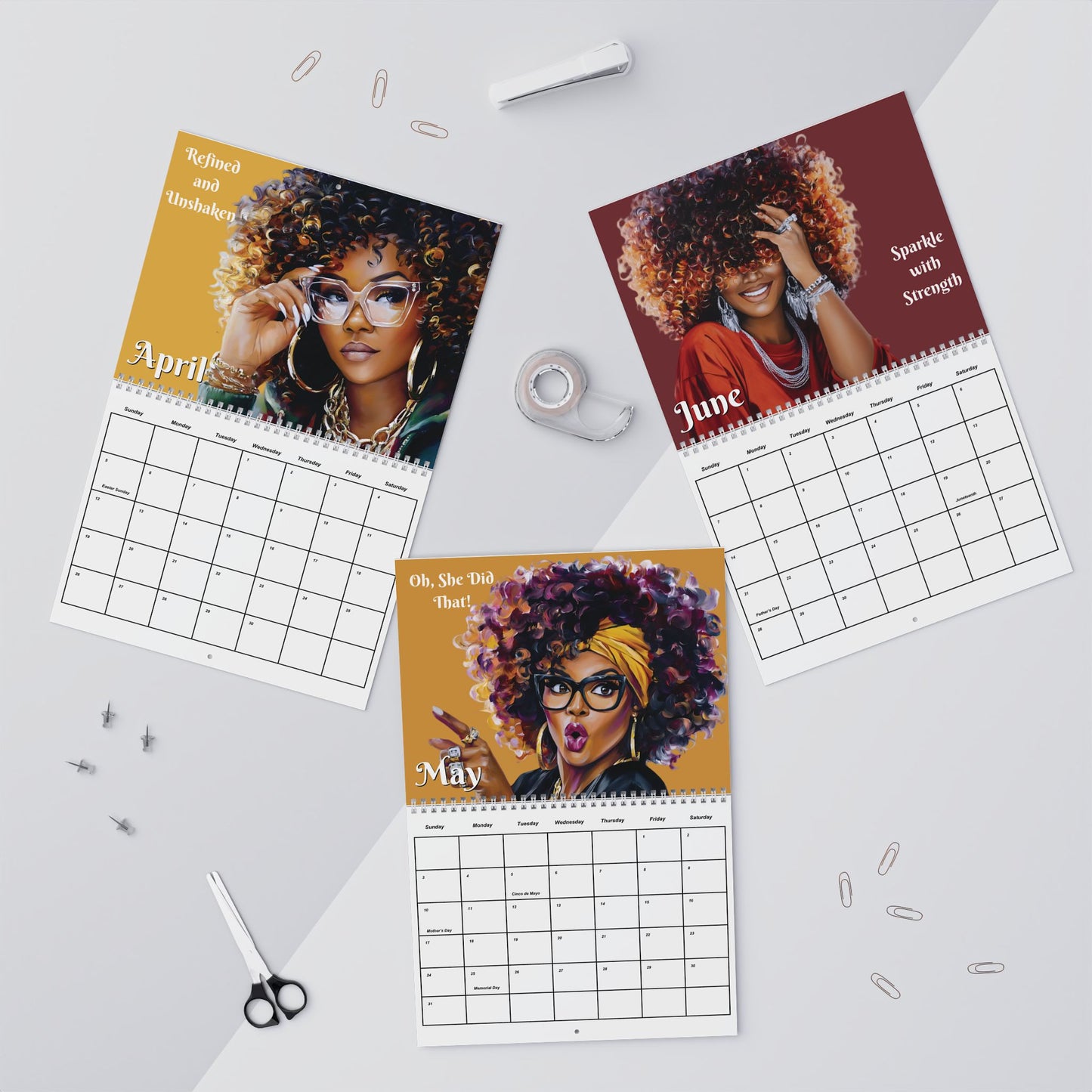Black Woman Expression & Elegance Wall Calendar 2026