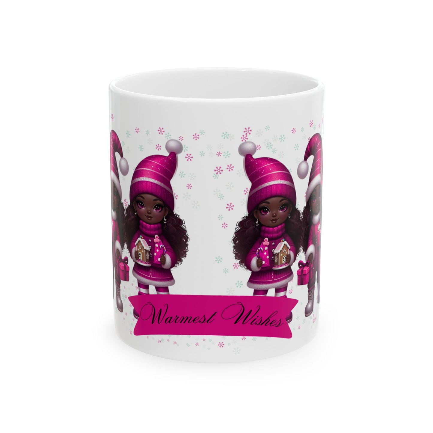 “Warmest Wishes” Holiday Mug – Black Girl Magic Winter Edition Ceramic Mug 11oz & 15oz