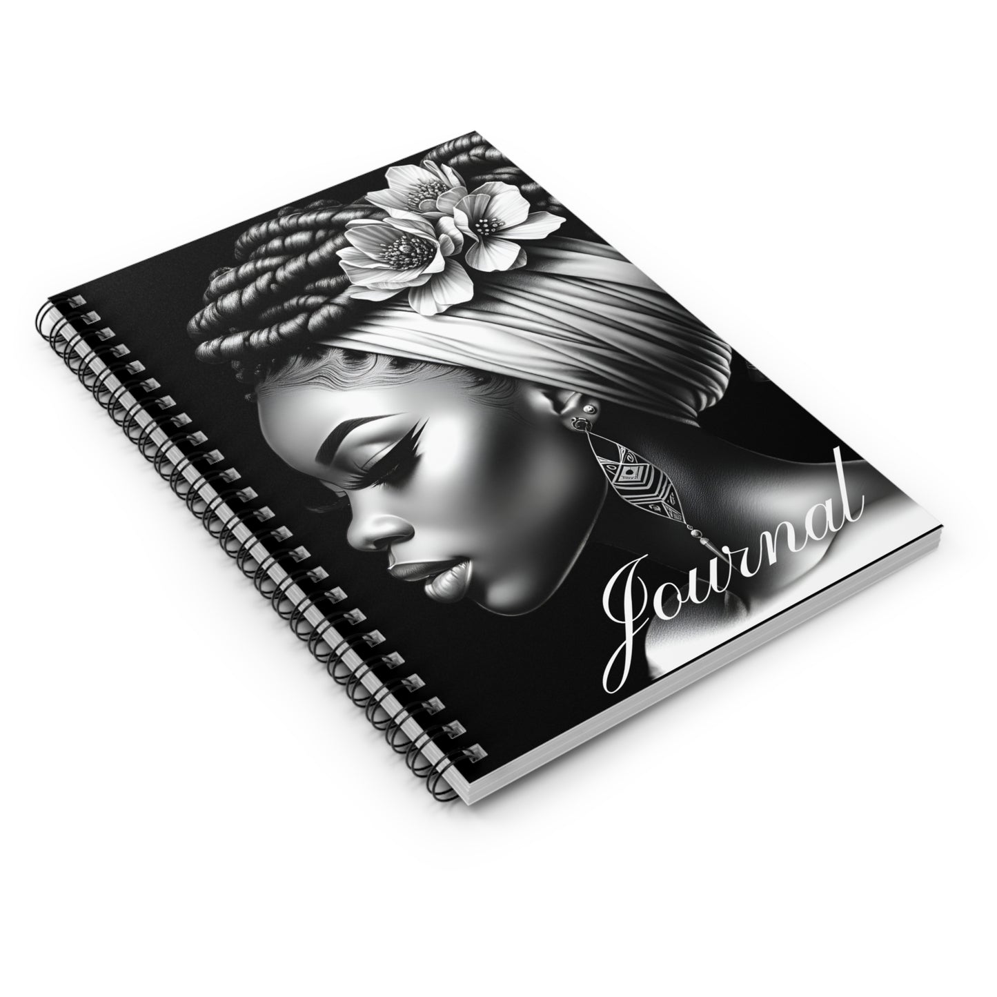 Grace in Monochrome Black Woman Spiral Journal Notebook