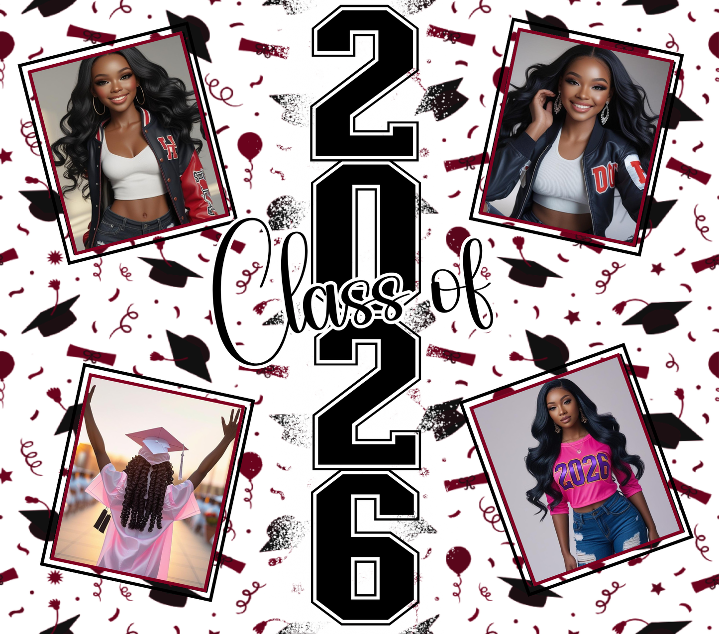 Class of 2026-Graduation Tumbler Template, Photo Tumbler Wrap