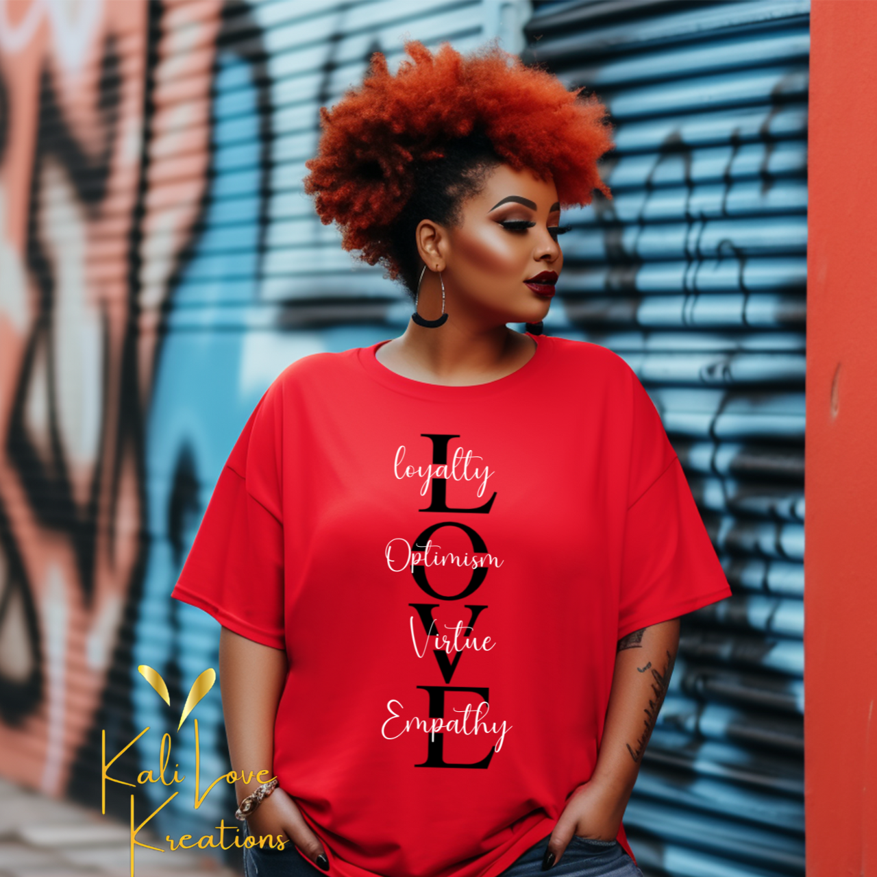 LOVE Acronym Tee โ Loyalty, Optimism, Virtue, Empathy