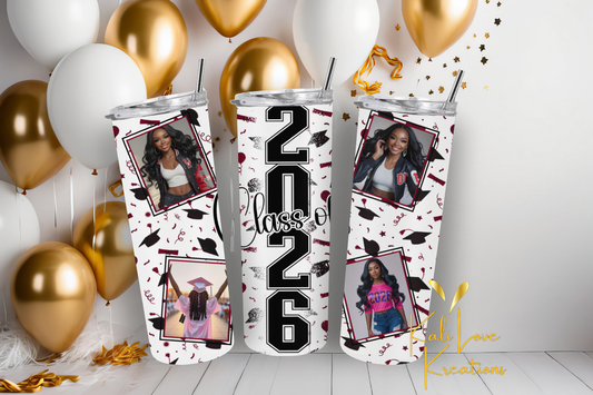 Class of 2026-Graduation Tumbler Template, Photo Tumbler Wrap