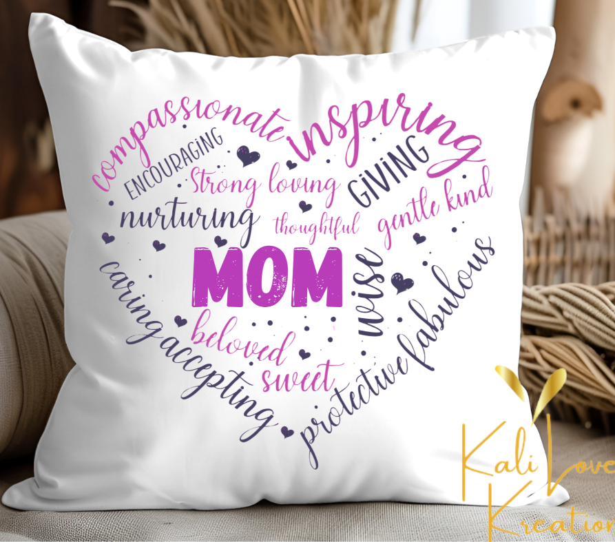 Mom Word Art Throw Pillow
