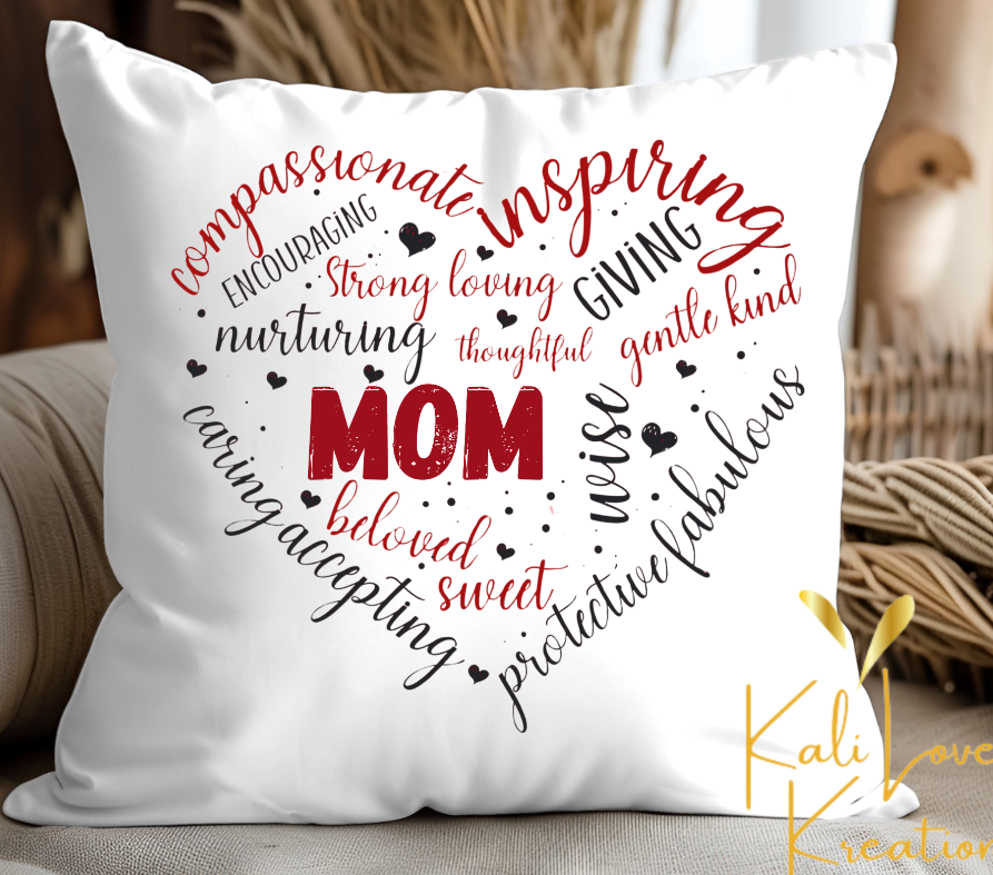 Mom Word Art Throw Pillow