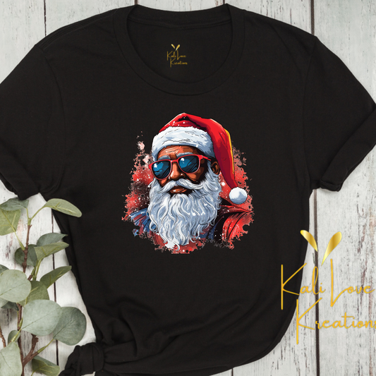 Black Santa Claus Christmas Tee
