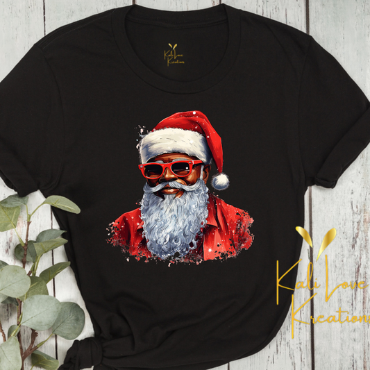 Black Santa Claus Christmas Tee