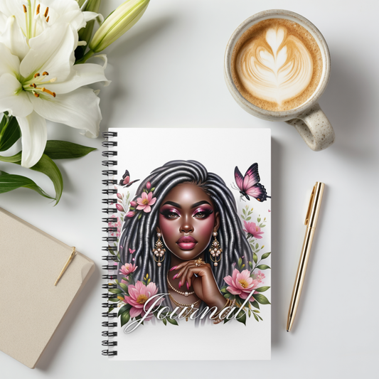 Melanated Floral Radiance Spiral Journal Notebook