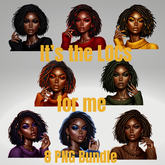 Black Women Locs PNG Bundle