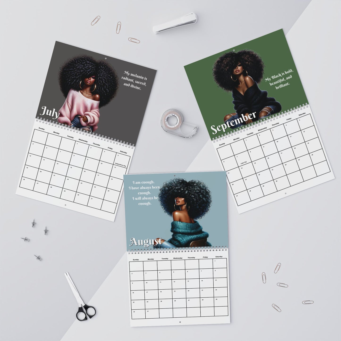Black Woman Affirmation Wall Calendar 2026