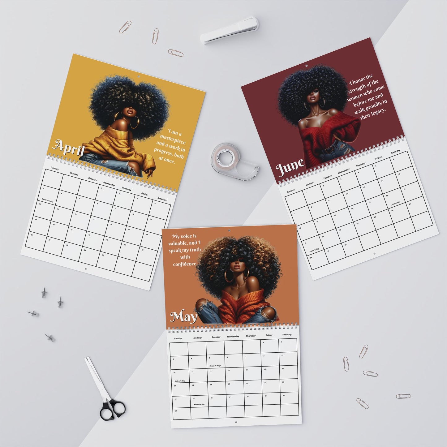 Black Woman Affirmation Wall Calendar 2026