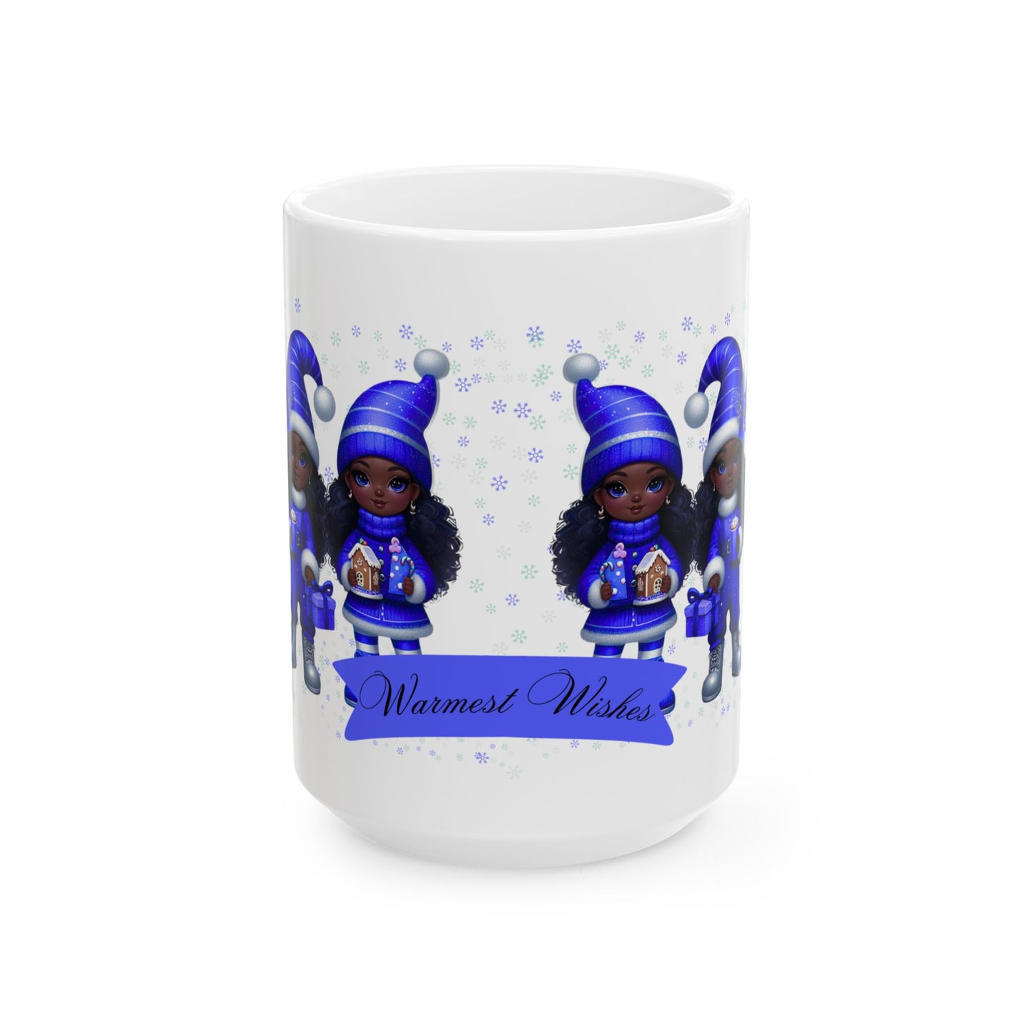 “Warmest Wishes” Holiday Mug – Black Girl Magic Winter Edition Ceramic Mug 11oz & 15oz
