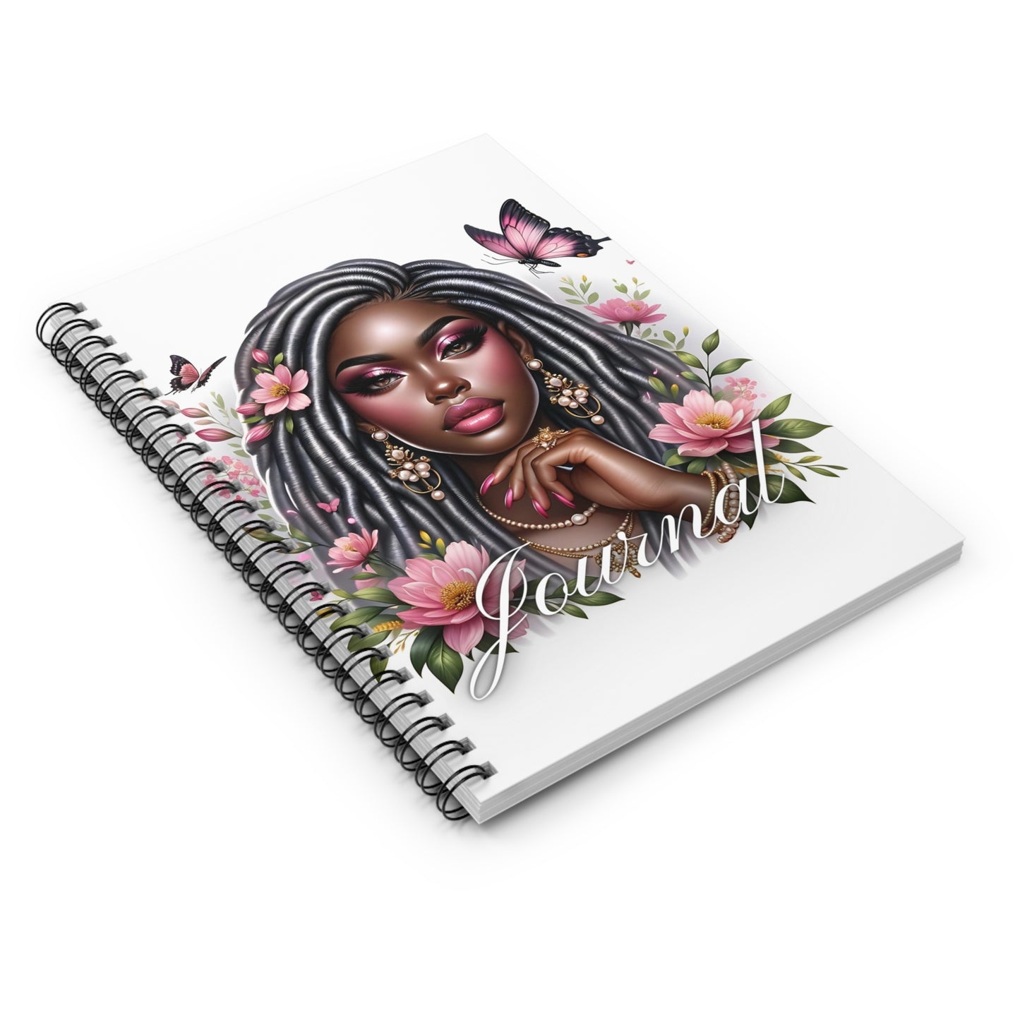 Melanated Floral Radiance Spiral Journal Notebook