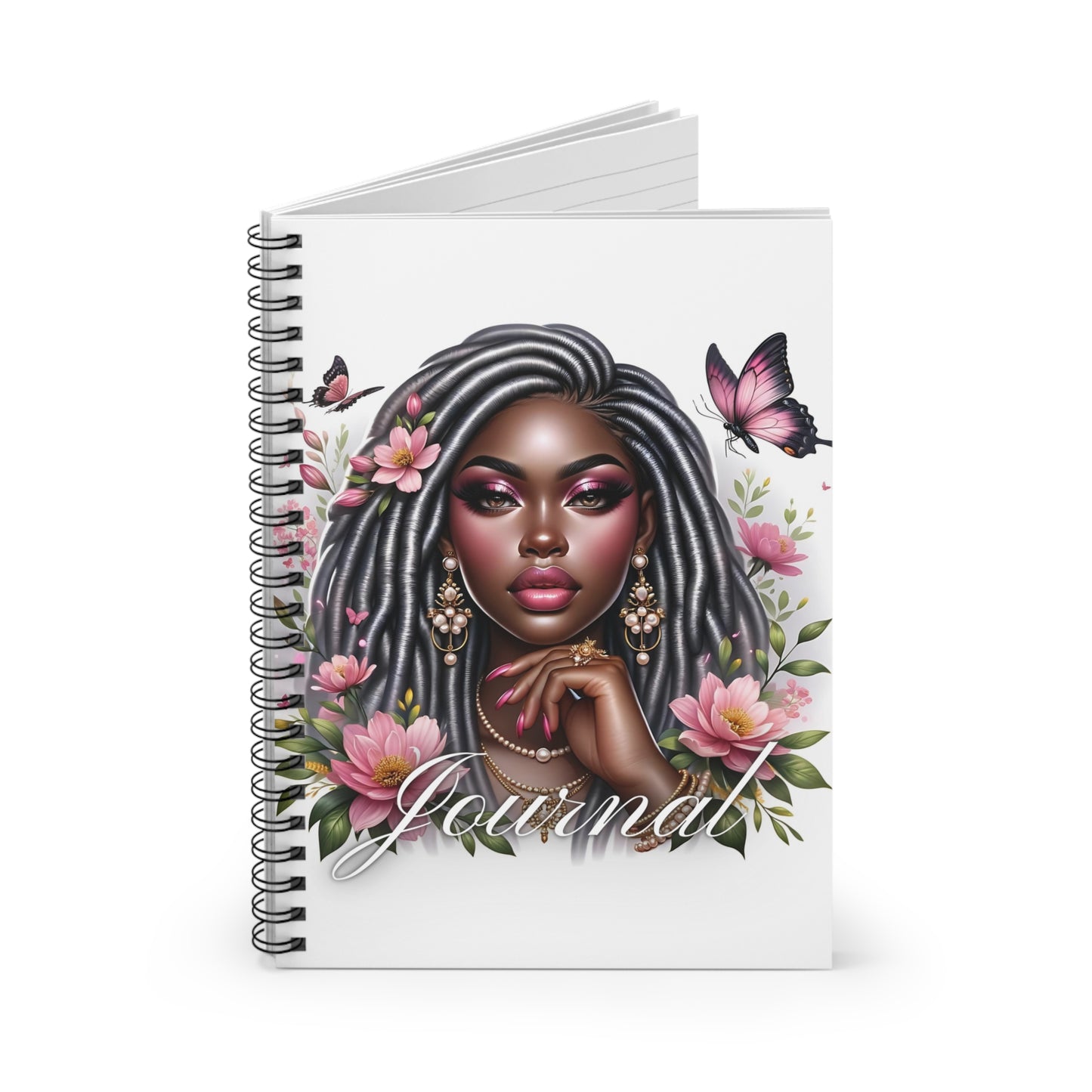 Melanated Floral Radiance Spiral Journal Notebook