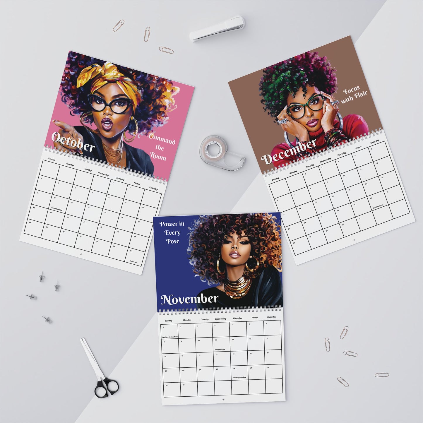 Black Woman Expression & Elegance Wall Calendar 2026