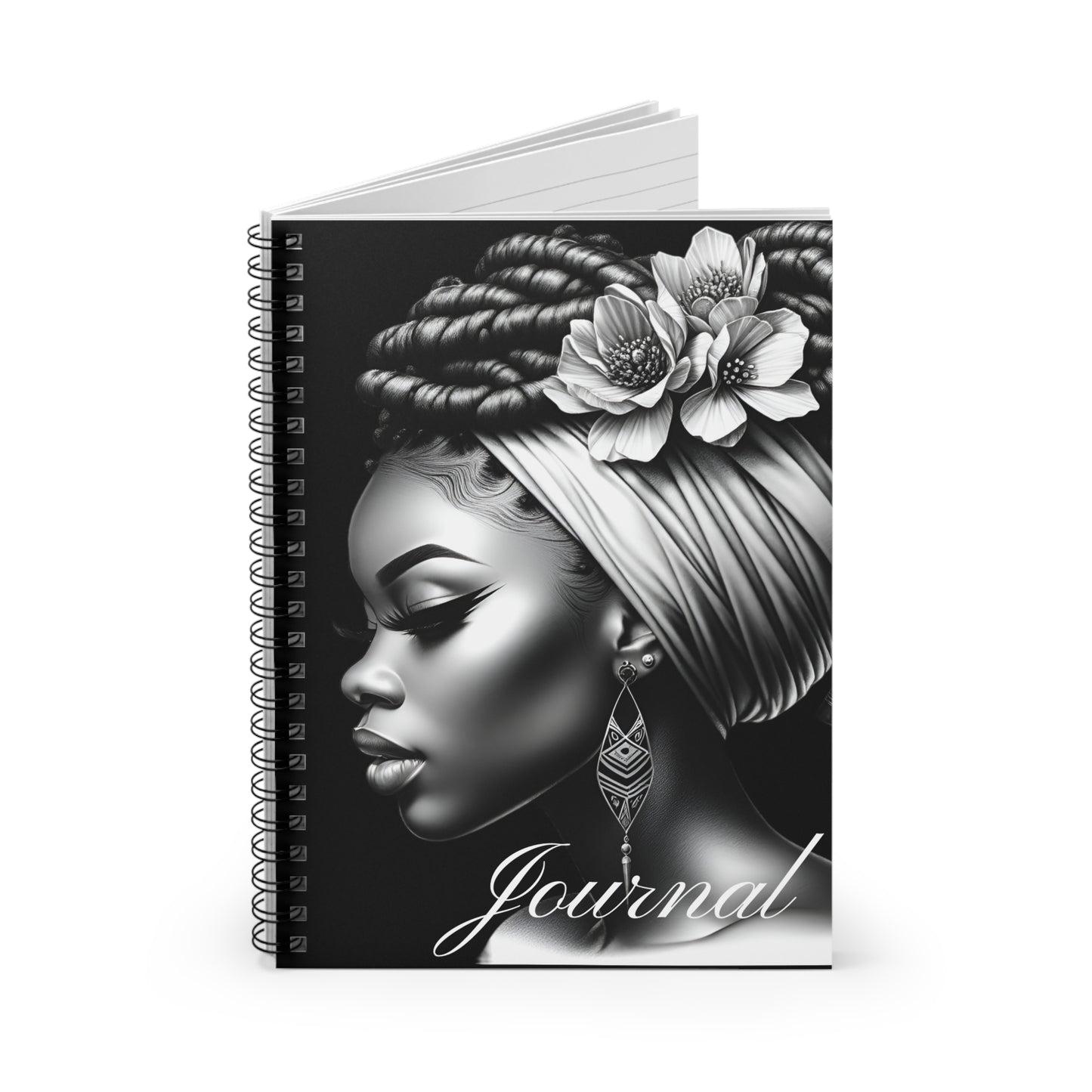 Grace in Monochrome Black Woman Spiral Journal Notebook