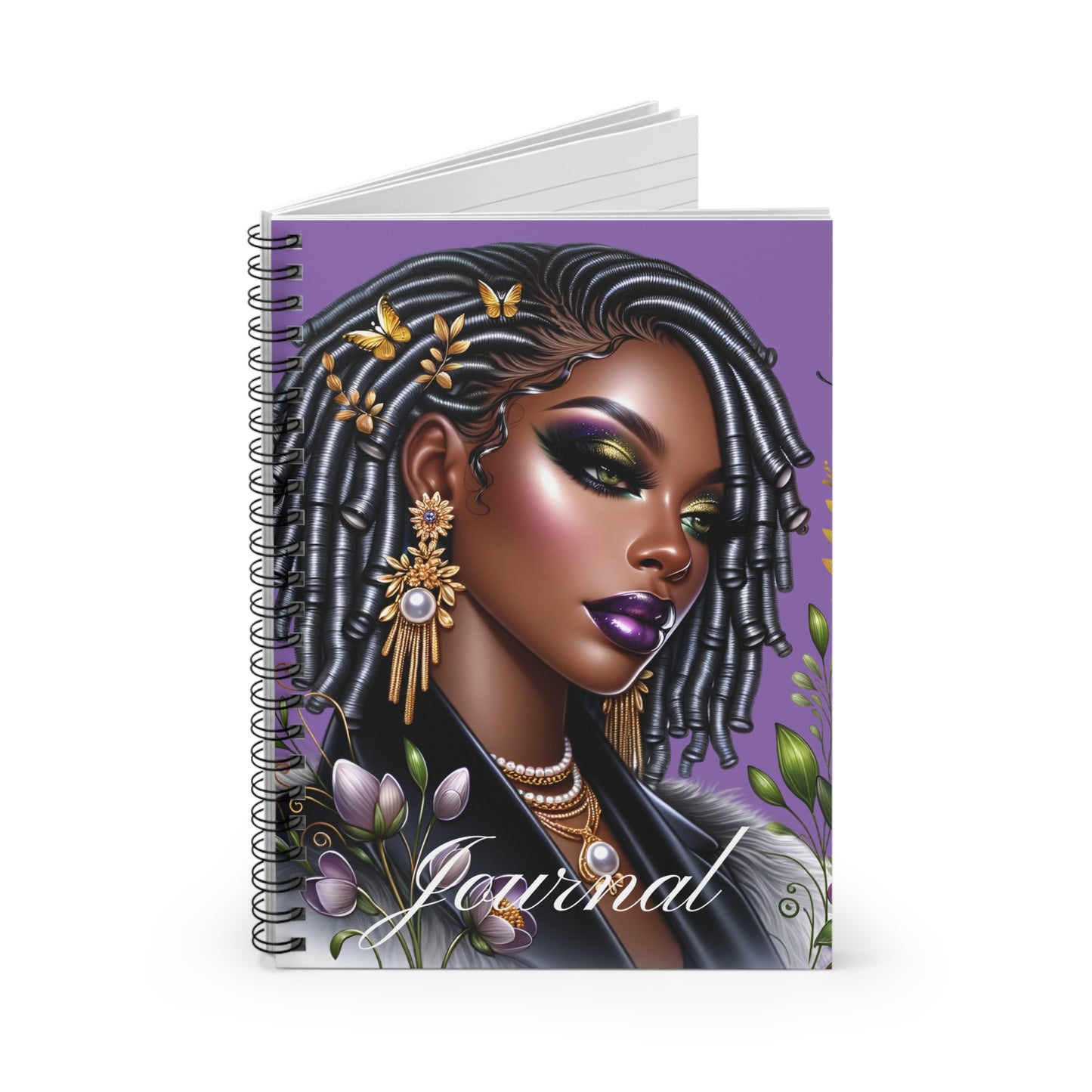 Melanated Floral Radiance Spiral Journal Notebook
