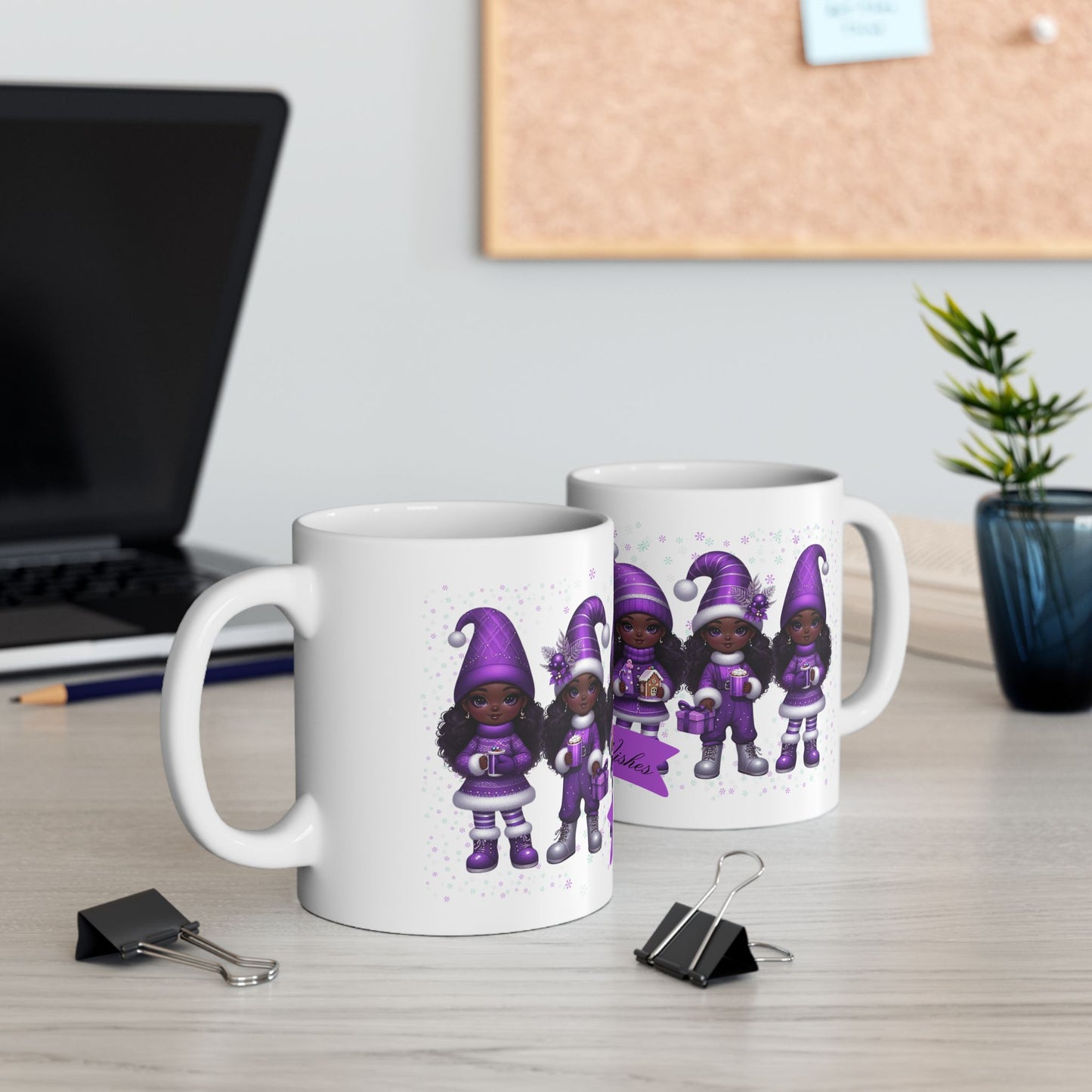 “Warmest Wishes” Holiday Mug – Black Girl Magic Winter Edition Ceramic Mug 11oz & 15oz