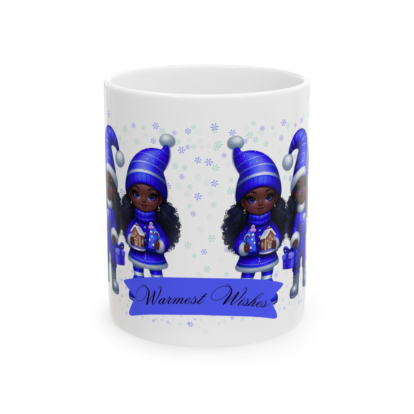“Warmest Wishes” Holiday Mug – Black Girl Magic Winter Edition Ceramic Mug 11oz & 15oz