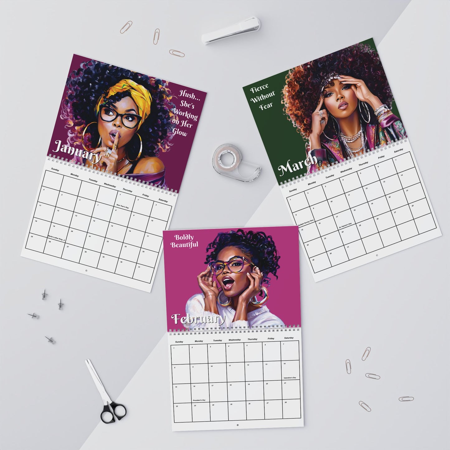 Black Woman Expression & Elegance Wall Calendar 2026