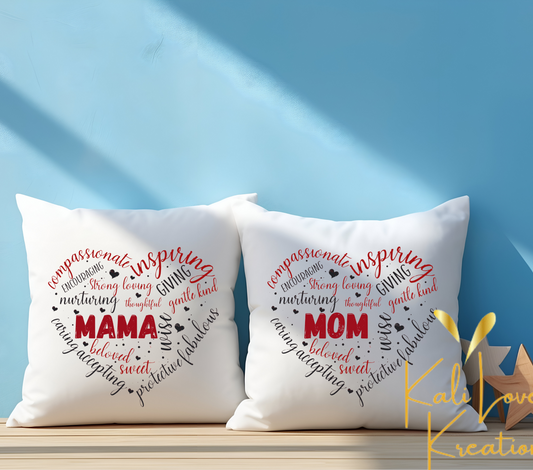 Mom Word Art Throw Pillow