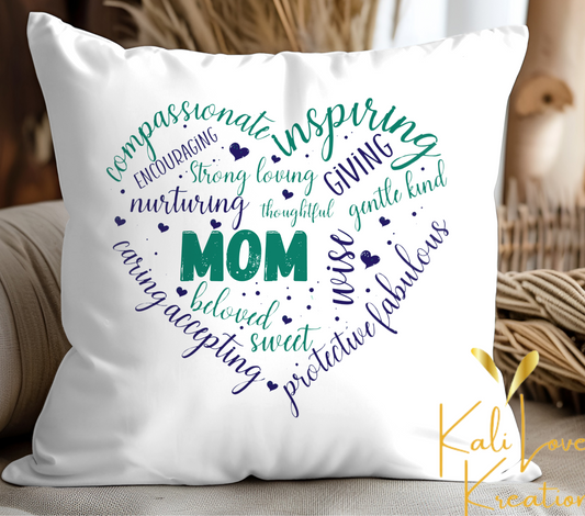 Mom Word Art Throw Pillow