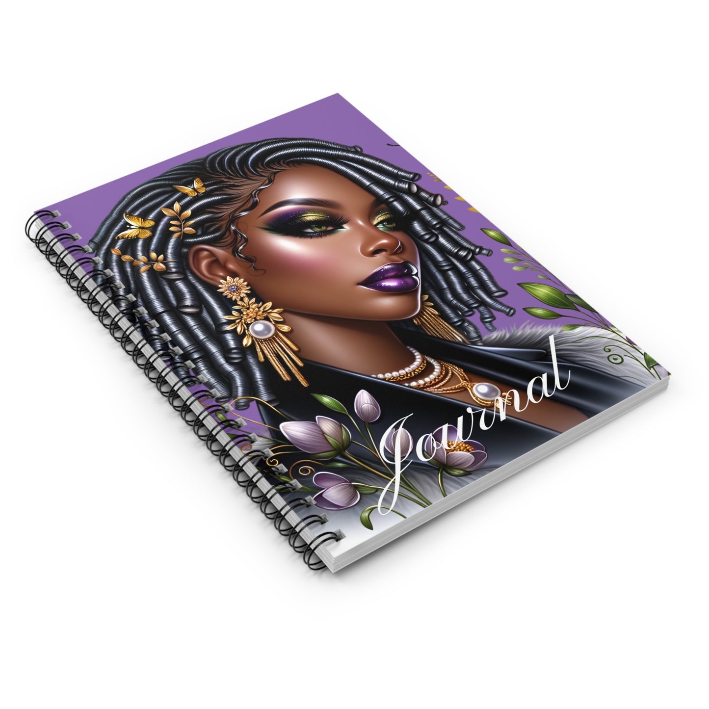 Melanated Floral Radiance Spiral Journal Notebook