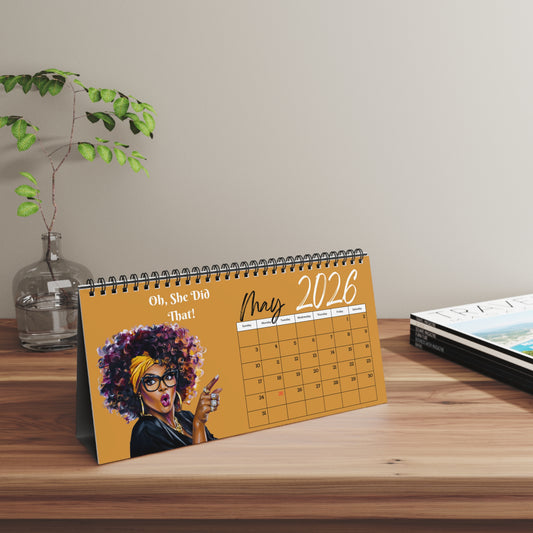 Black Woman Expression & Elegance Desktop Calendar 2026
