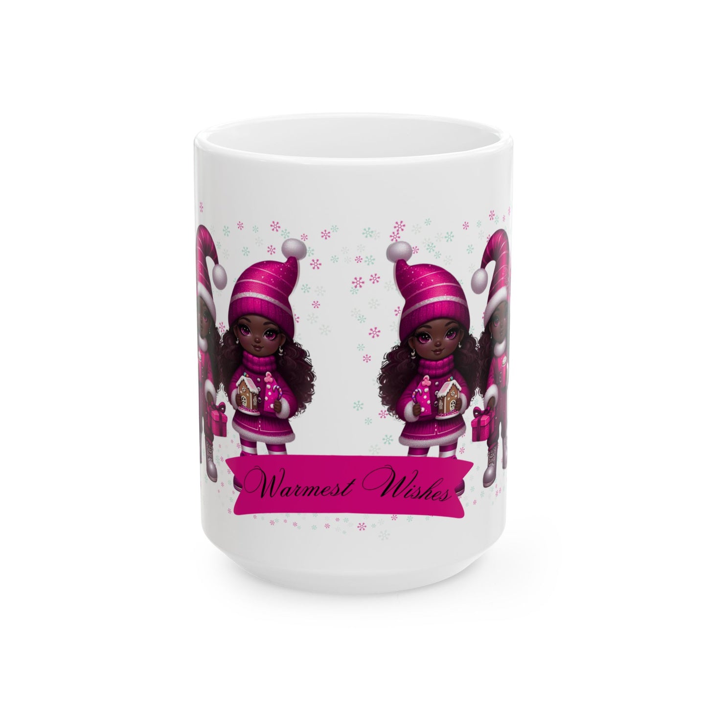 “Warmest Wishes” Holiday Mug – Black Girl Magic Winter Edition Ceramic Mug 11oz & 15oz