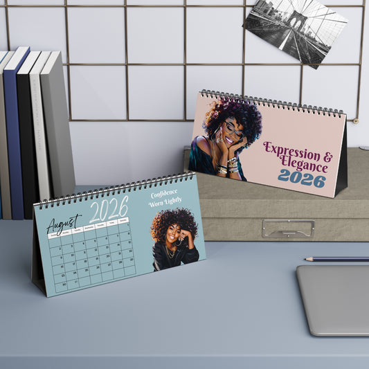 Black Woman Expression & Elegance Desktop Calendar 2026