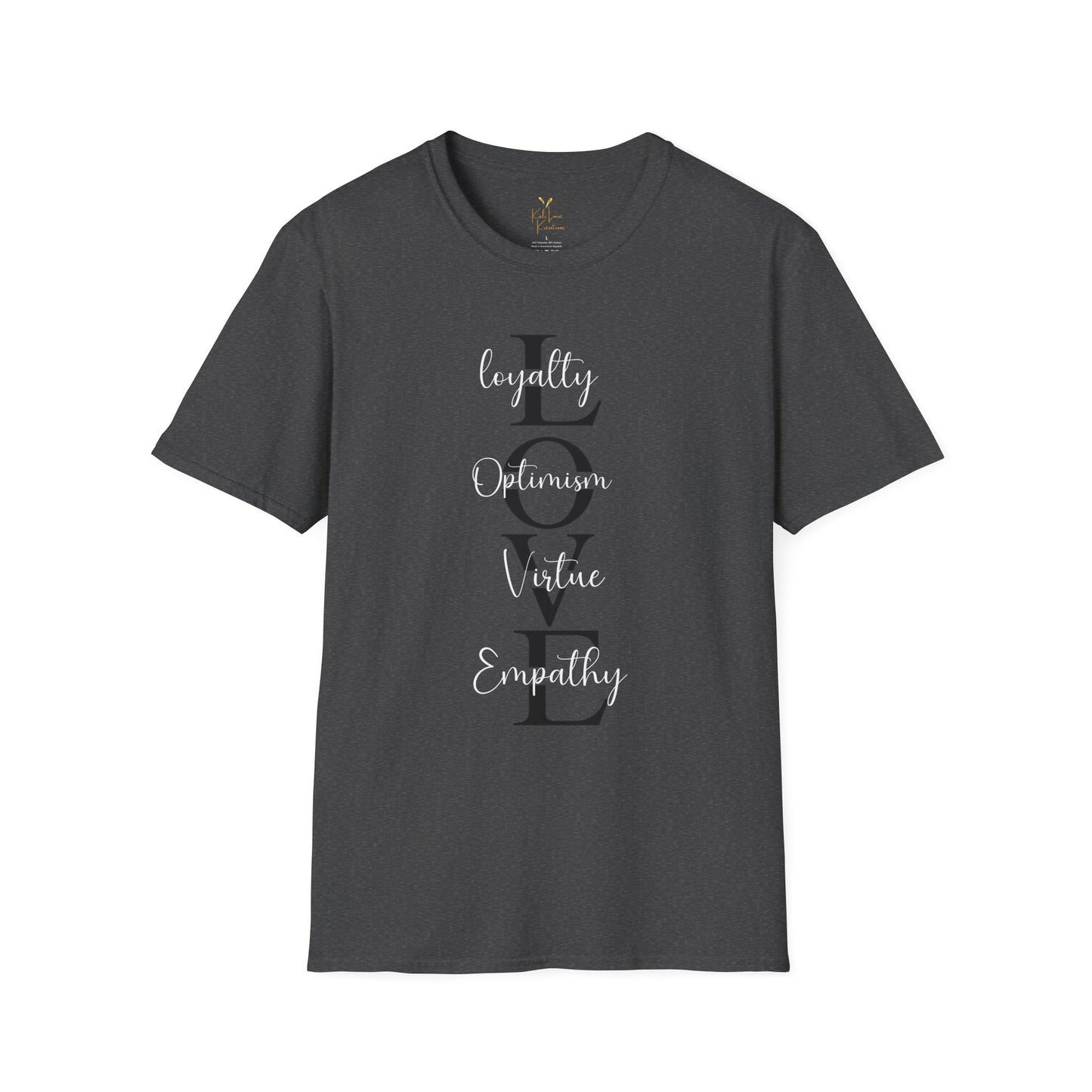 LOVE Acronym Tee – Loyalty, Optimism, Virtue, Empathy