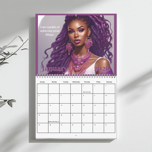 Black Woman Affirmations For the Year Wall Calendar 2026