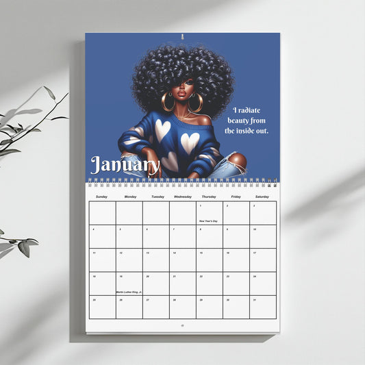 Black Woman Affirmation Wall Calendar 2026