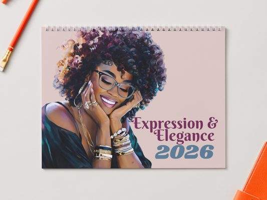 Black Woman Expression & Elegance 2026 Monthly Calendar | Instant Download |Printable Calendar