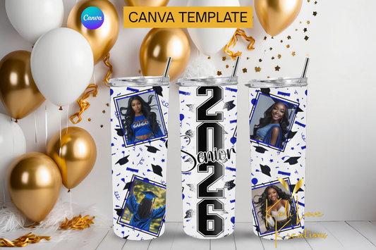 Senior-Graduation Tumbler Template, Photo Tumbler Wrap